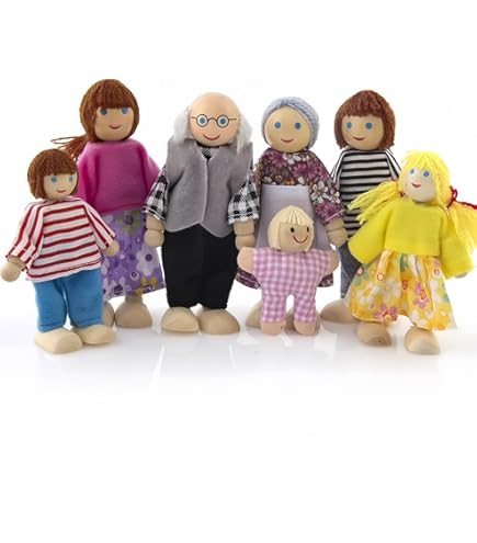 Amazon | Felimoa 木製人形 ドールハウス 7人家族 ファミリー 7種